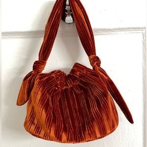 Anthropologie Small Velvet Orange Purse